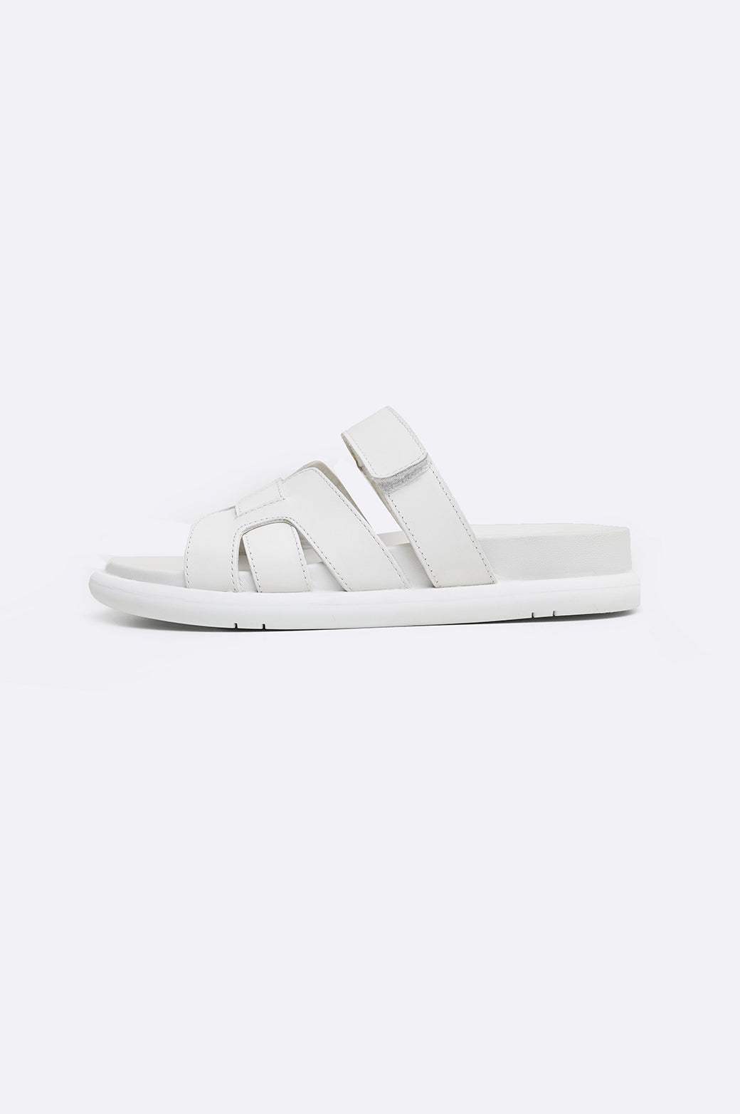 WHITE IZZY LEATHER SLIDES