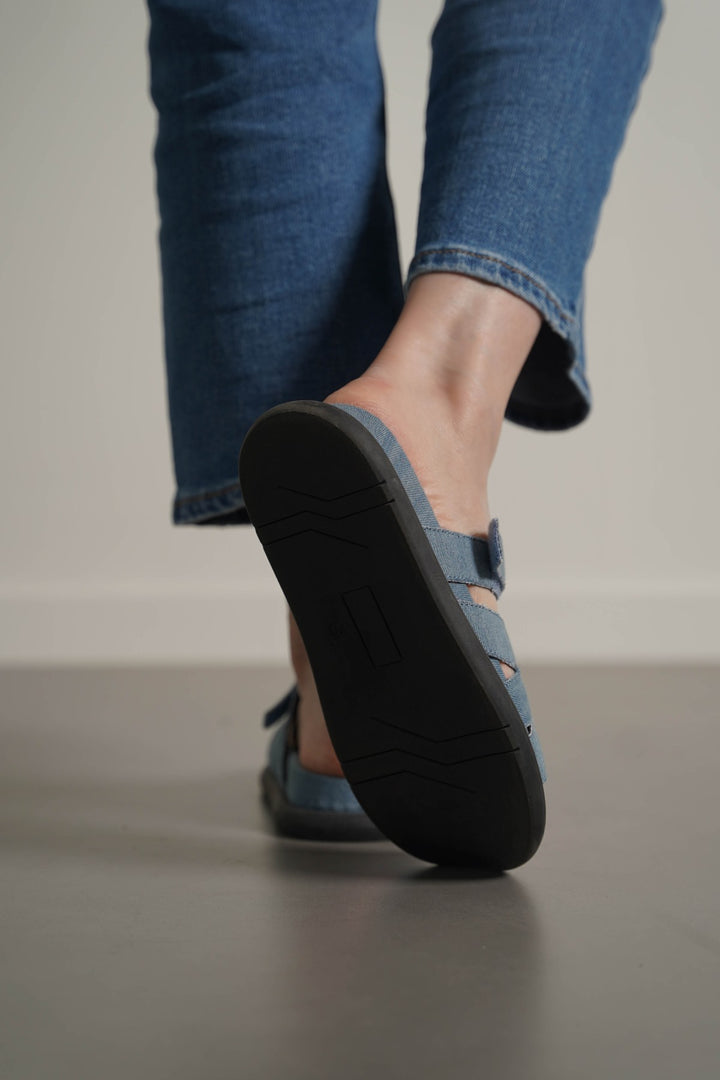 MID BLUE IZZY DENIM SLIDES
