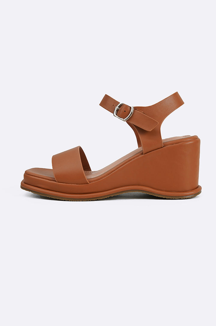 TAN WEDGE MAMA SANDALS