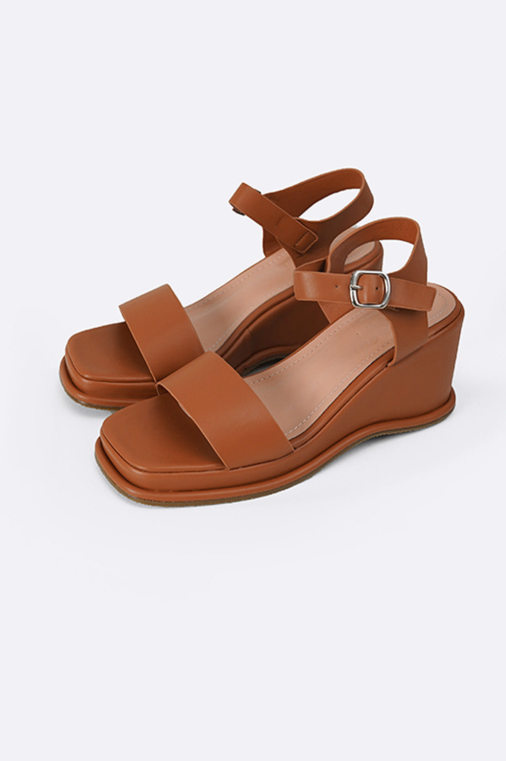 TAN WEDGE MAMA SANDALS