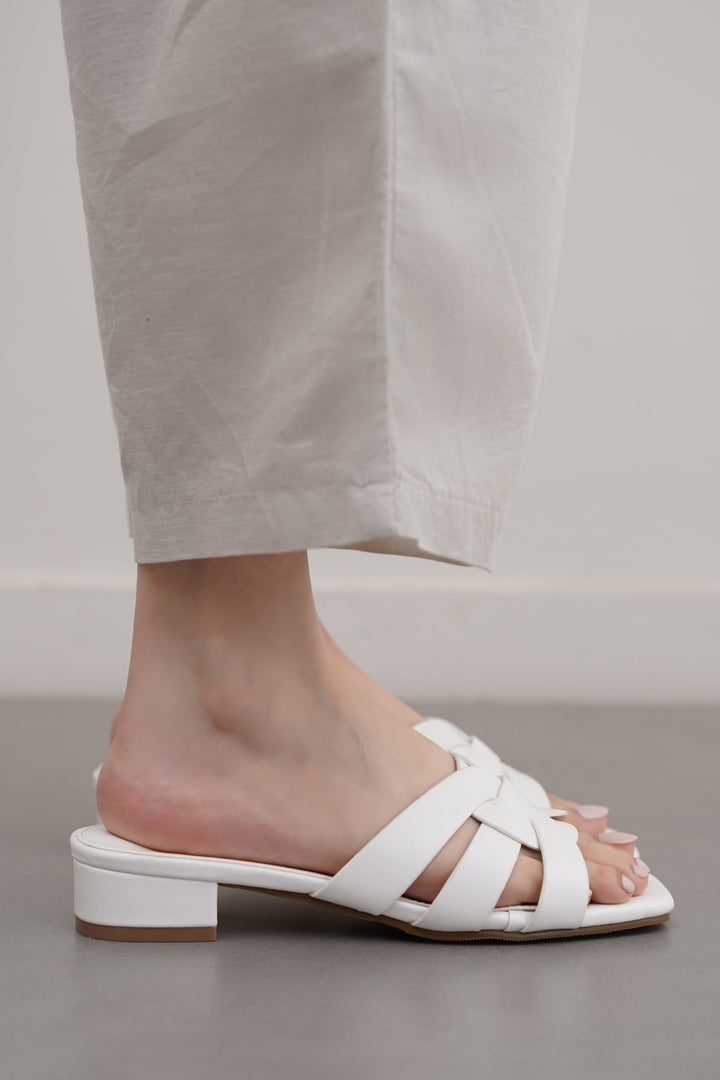 WHITE VENICE BLOCK HEEL