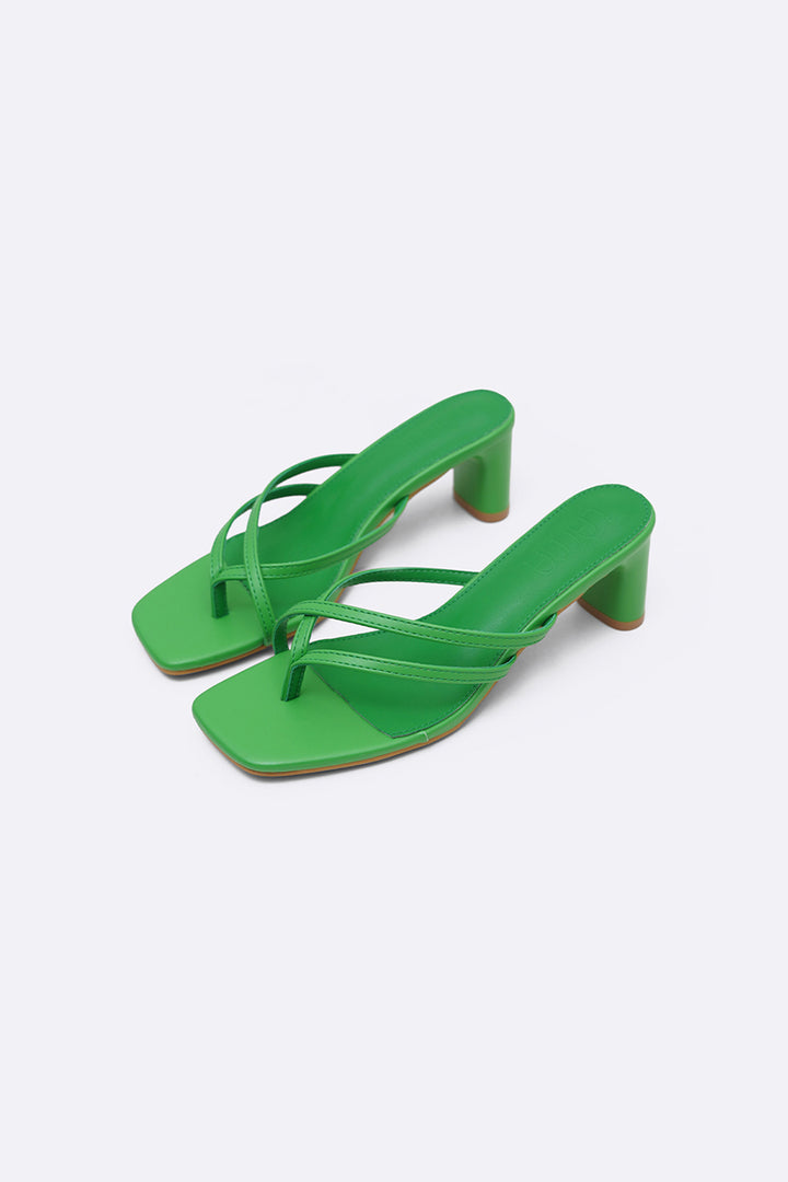 GREEN EDITORIAL BLOCK HEEL