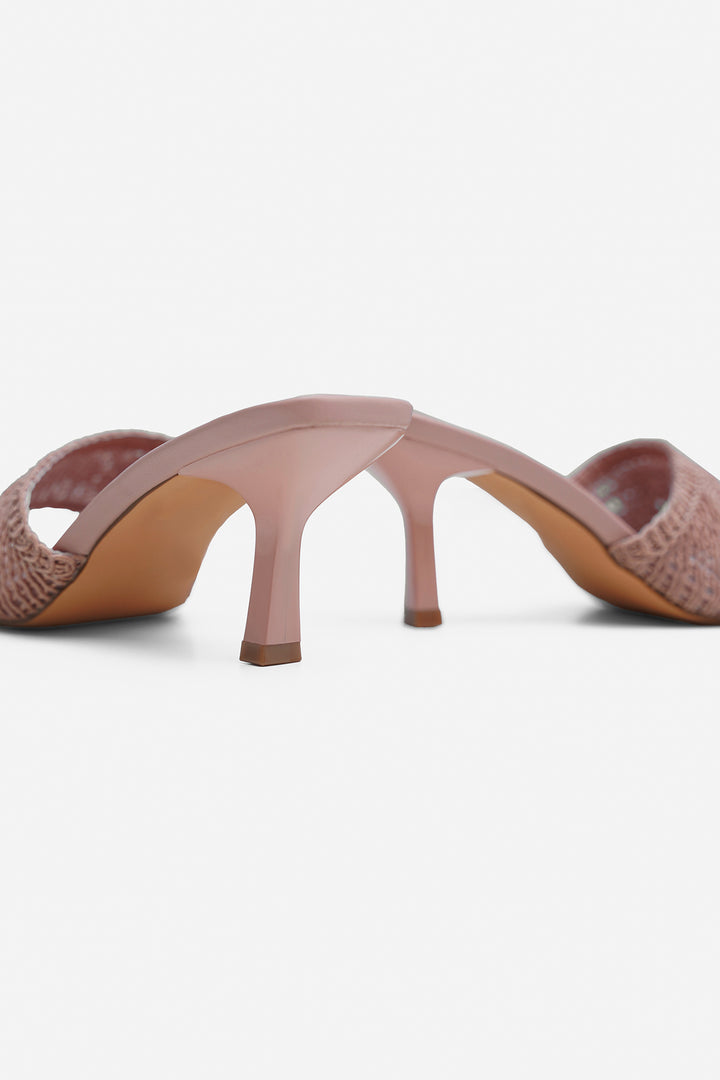 PINK WOVEN MINI HEELS