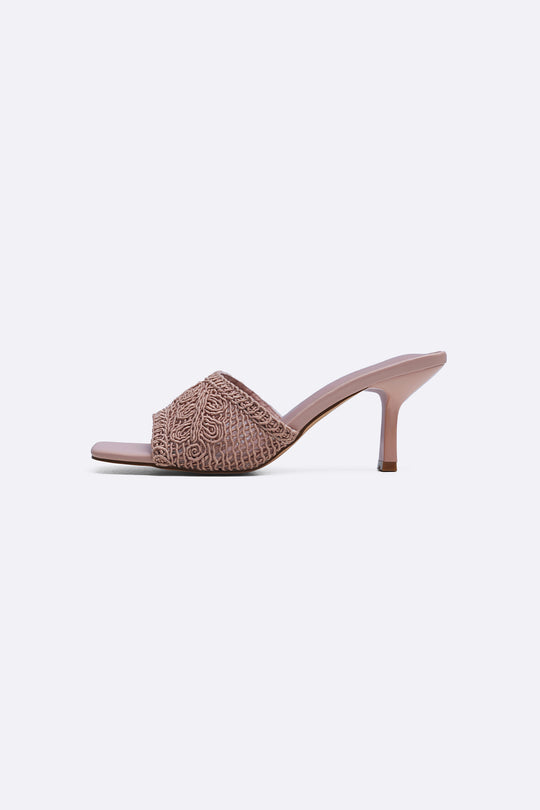 PINK WOVEN MINI HEELS