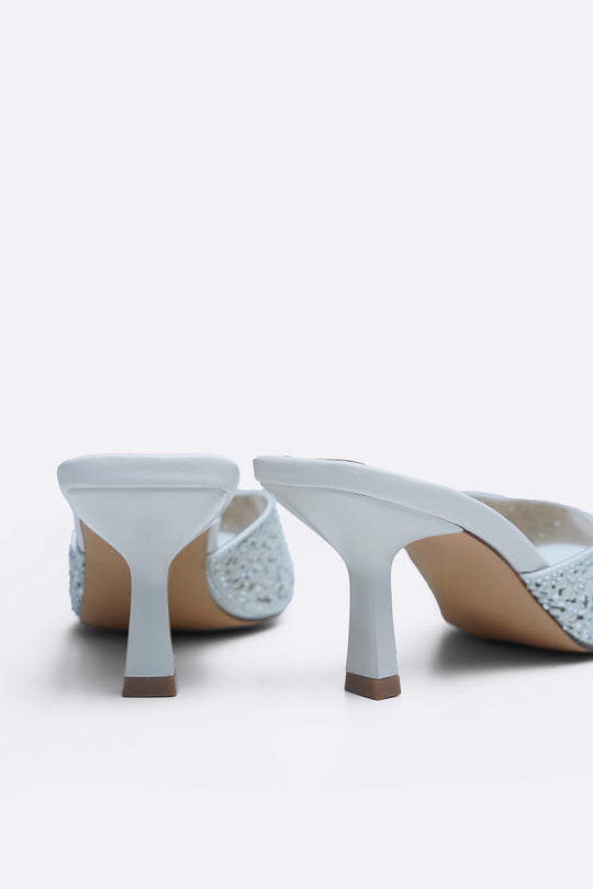 WHITE GLITTER BEAD STILETTOS