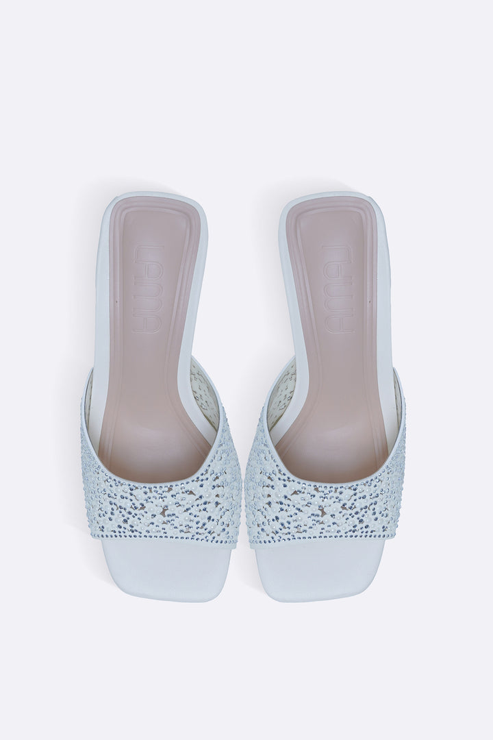 WHITE GLITTER BEAD STILETTOS