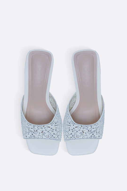 WHITE GLITTER BEAD STILETTOS