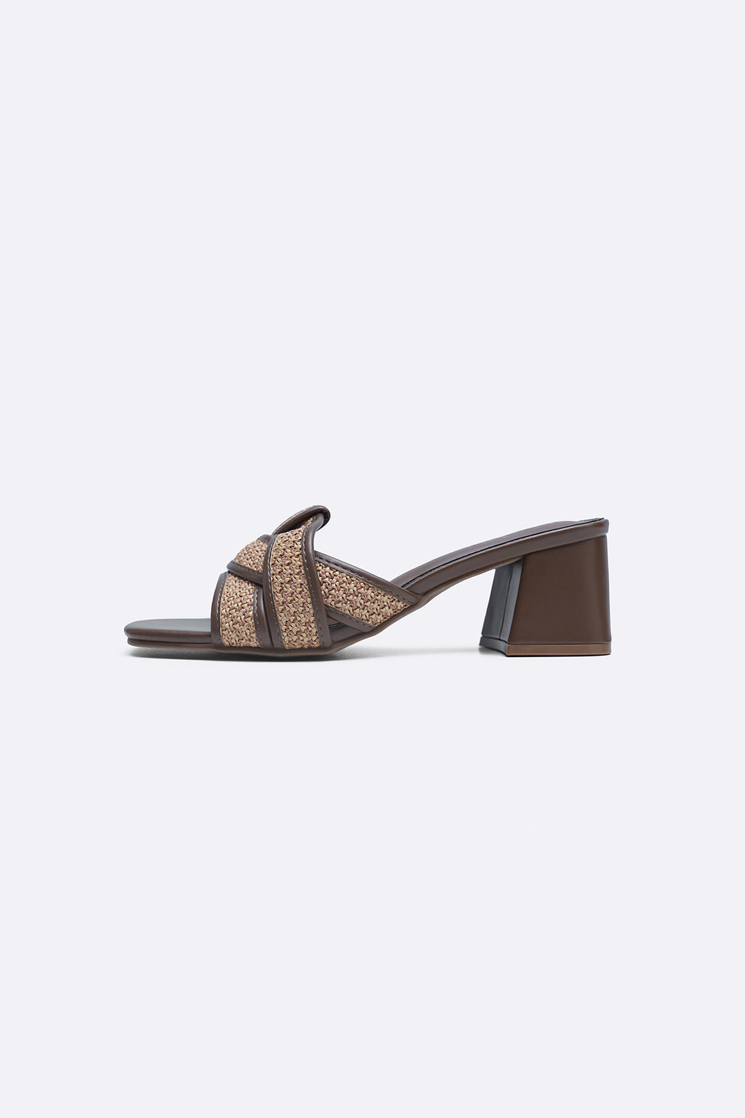 COFFEE WEAVE BLOCK HEELS