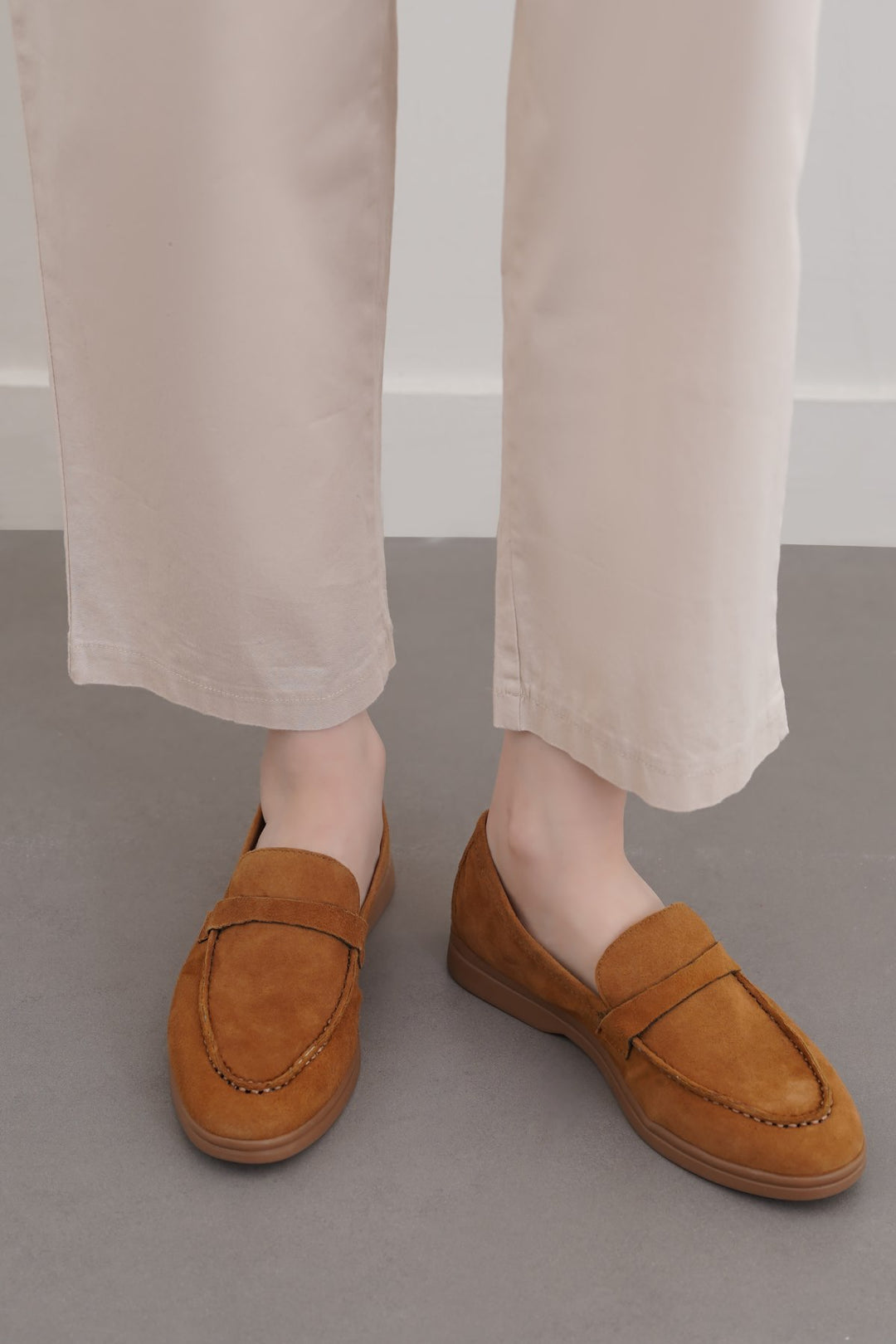 CARAMEL PALM & PEBBLE LEATHER LOAFERS
