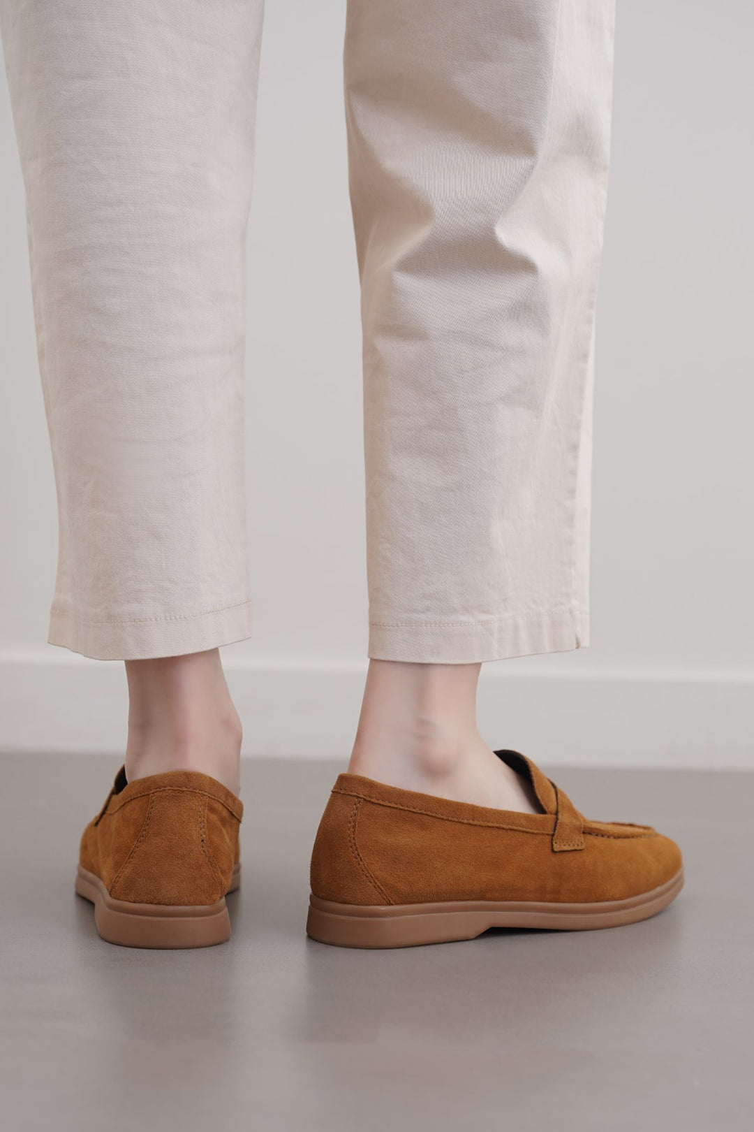 CARAMEL PALM & PEBBLE LEATHER LOAFERS