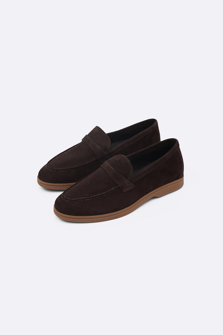 DARK BROWN PALM & PEBBLE LEATHER LOAFERS
