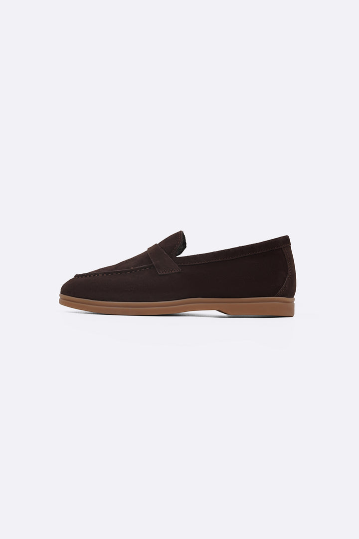 DARK BROWN PALM & PEBBLE LEATHER LOAFERS