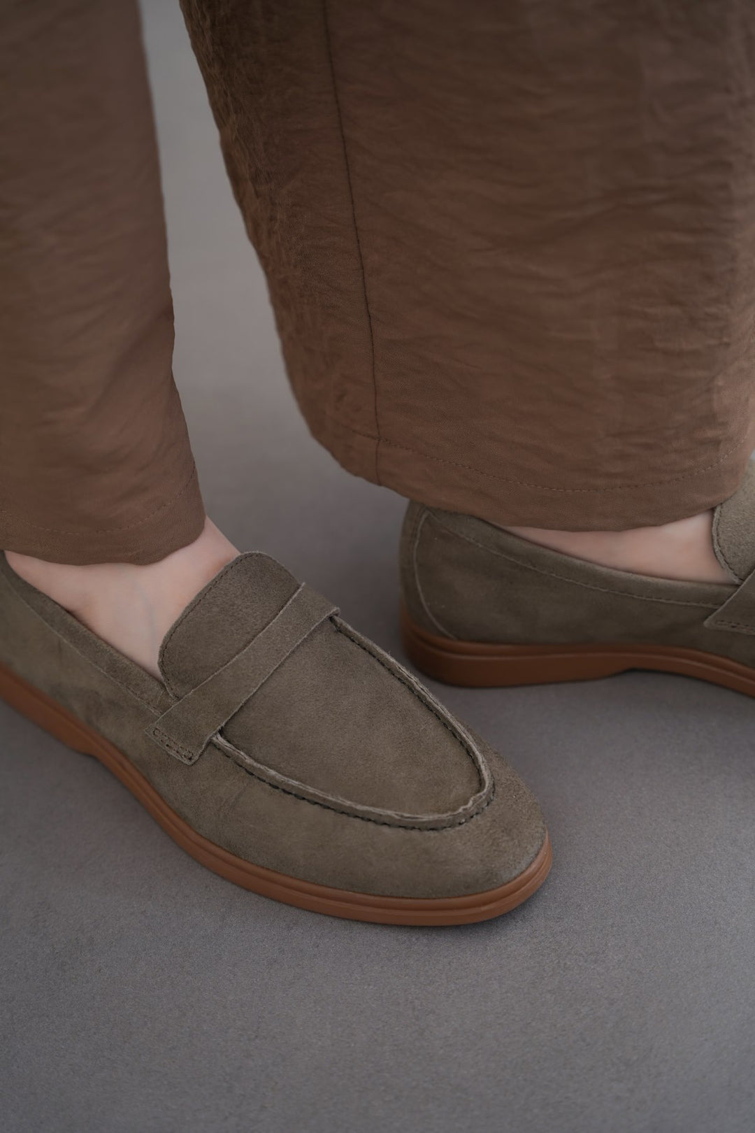 MINT PALM & PEBBLE LEATHER LOAFERS