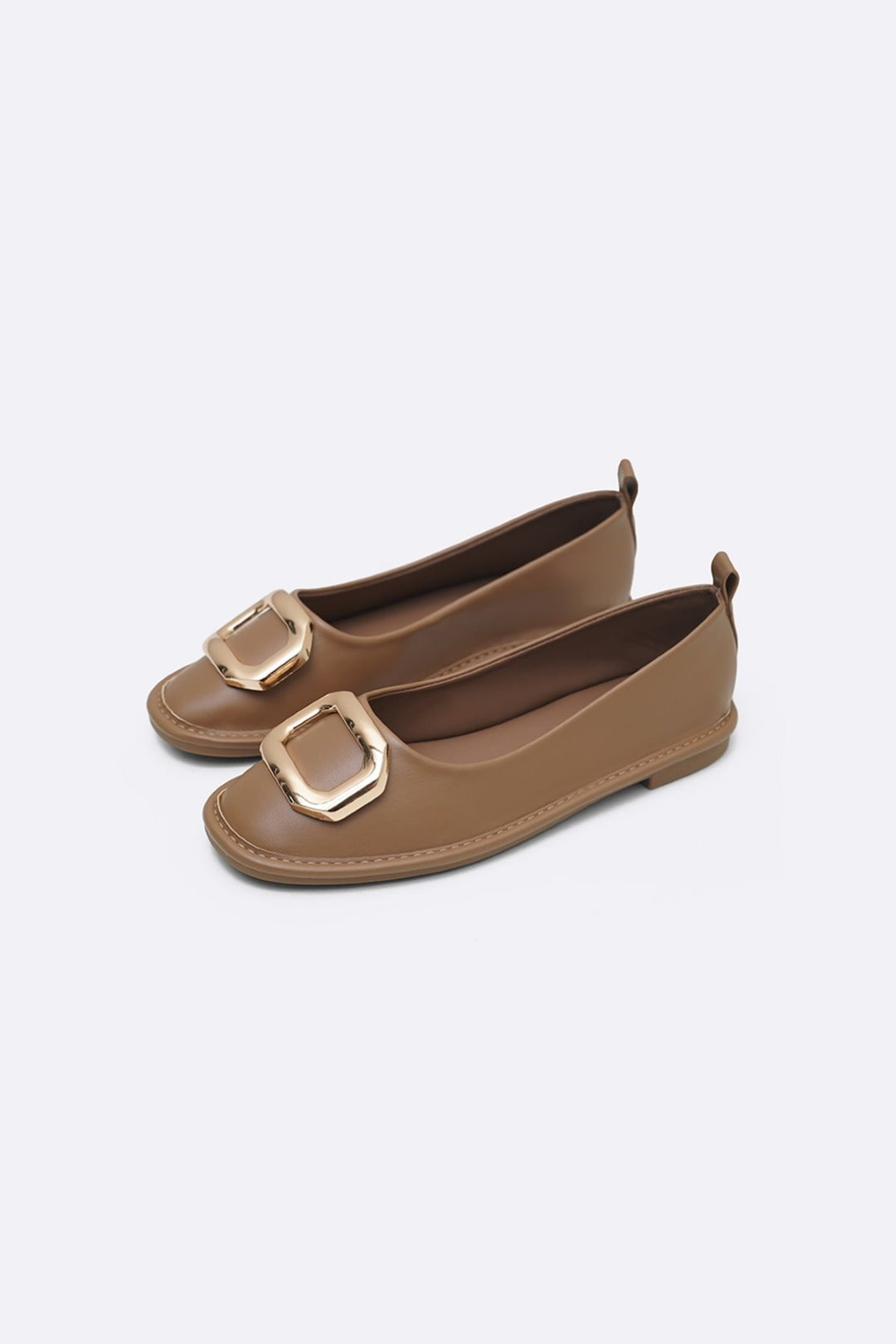 BROWN SOFT BUCKLE PUMPS