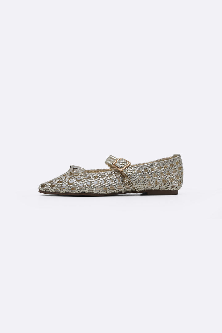 GOLD ASHBY WOVEN PUMPS