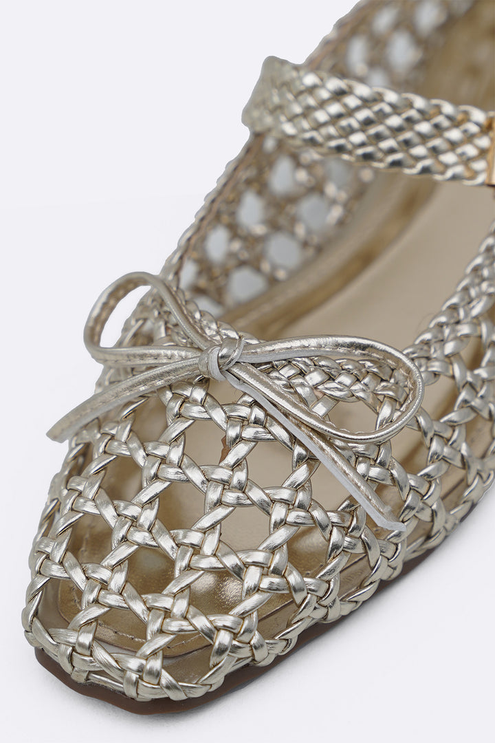 GOLD ASHBY WOVEN PUMPS