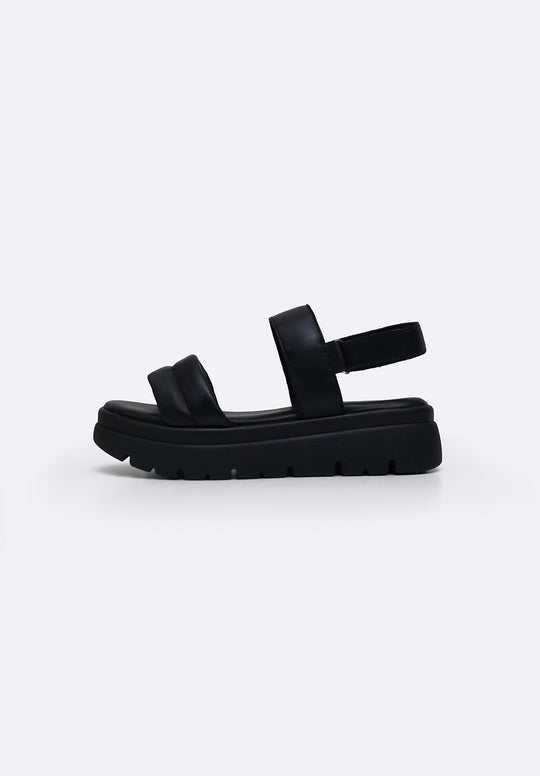 BLACK LEATHER MAMA SANDALS