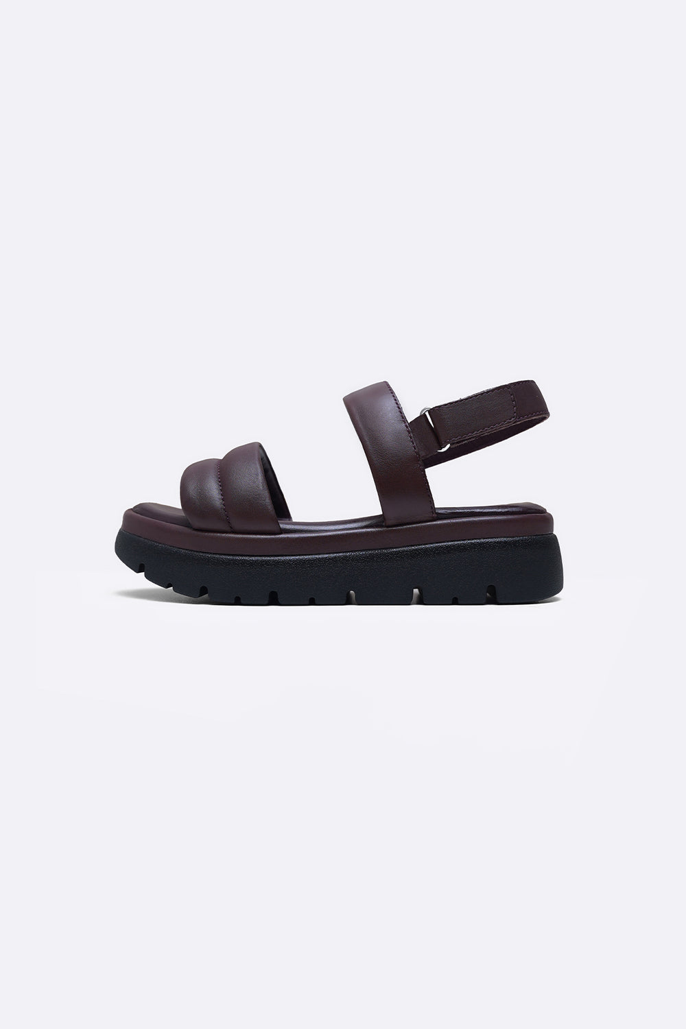 MAROON LEATHER MAMA SANDALS