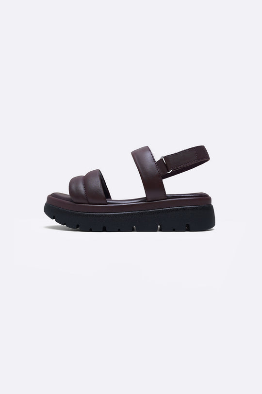 MAROON LEATHER MAMA SANDALS