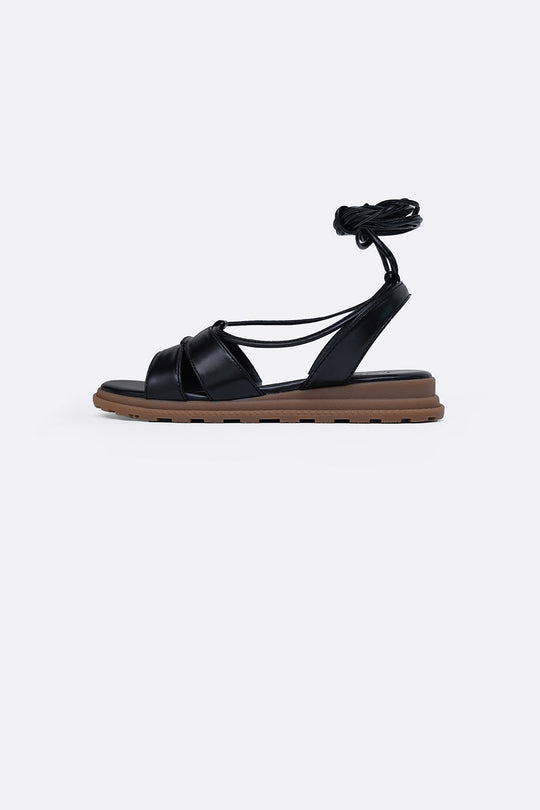 BLACK SOFT GLADIATOR SANDALS