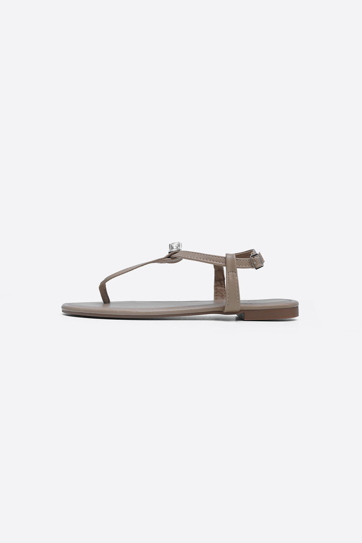 TAUPE SANDALS WITH CUBE STUD