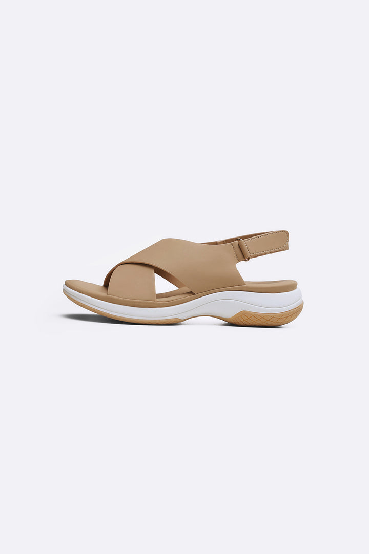 DARK BEIGE CROSS MAMA SANDALS