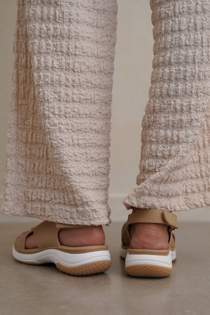 DARK BEIGE CROSS MAMA SANDALS