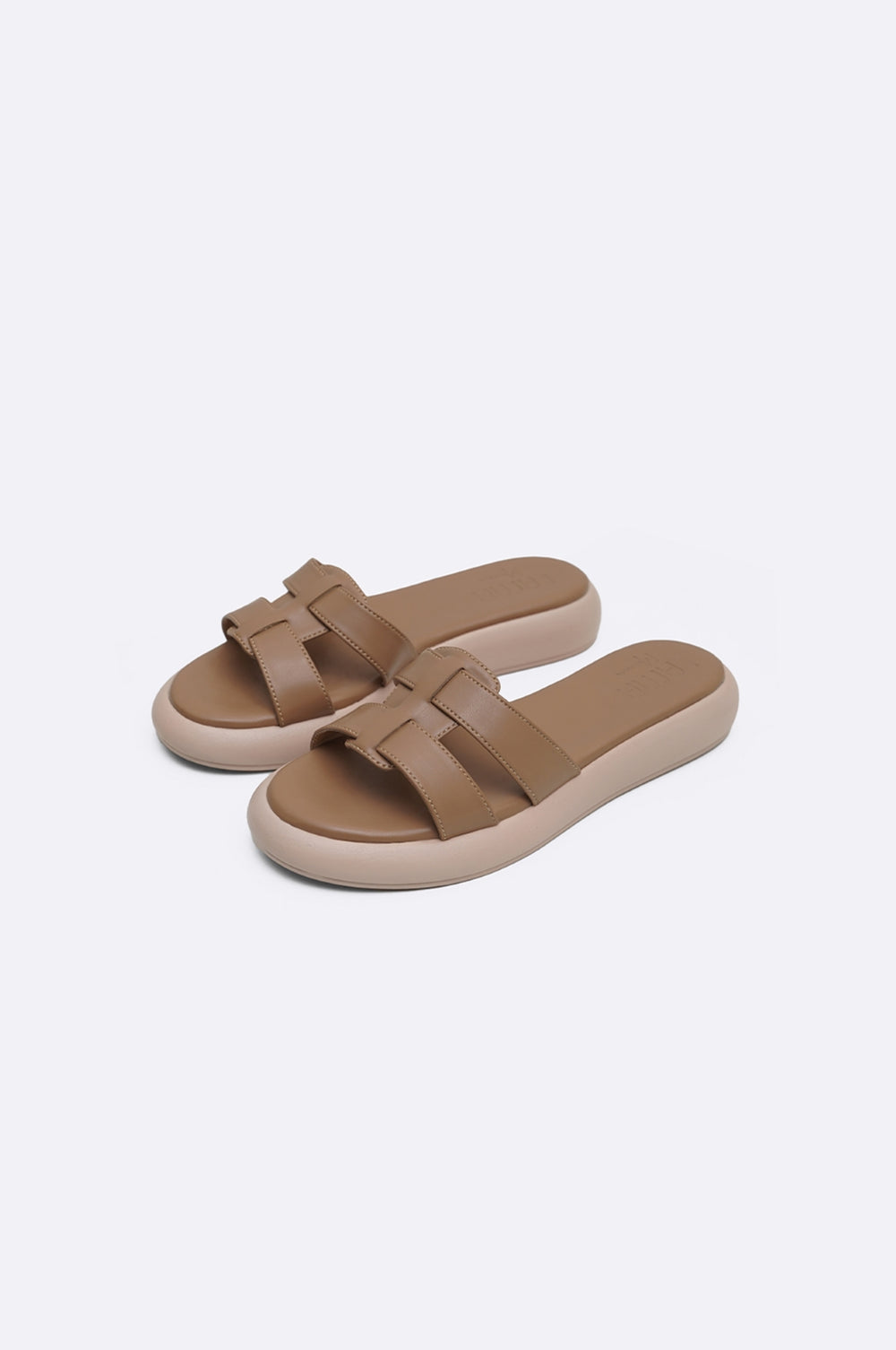 TAUPE MAMA PLATFORM SLIDES