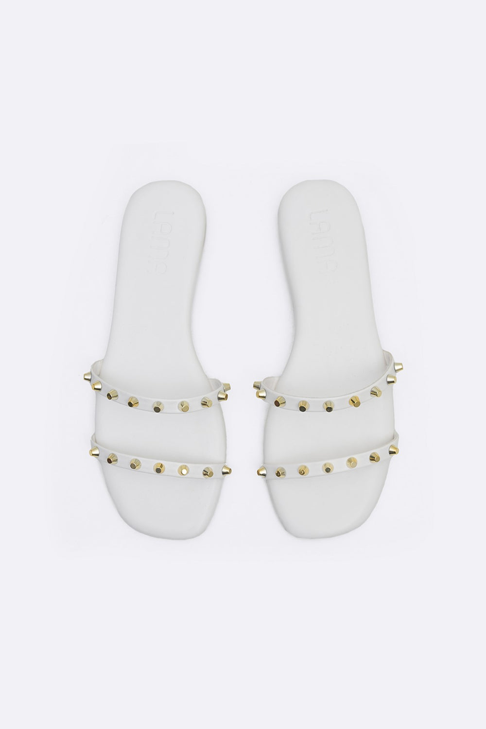 WHITE MINIMAL STUDDED SLIDES