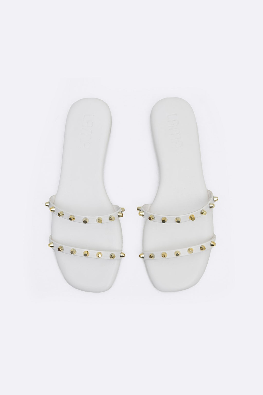 WHITE MINIMAL STUDDED SLIDES