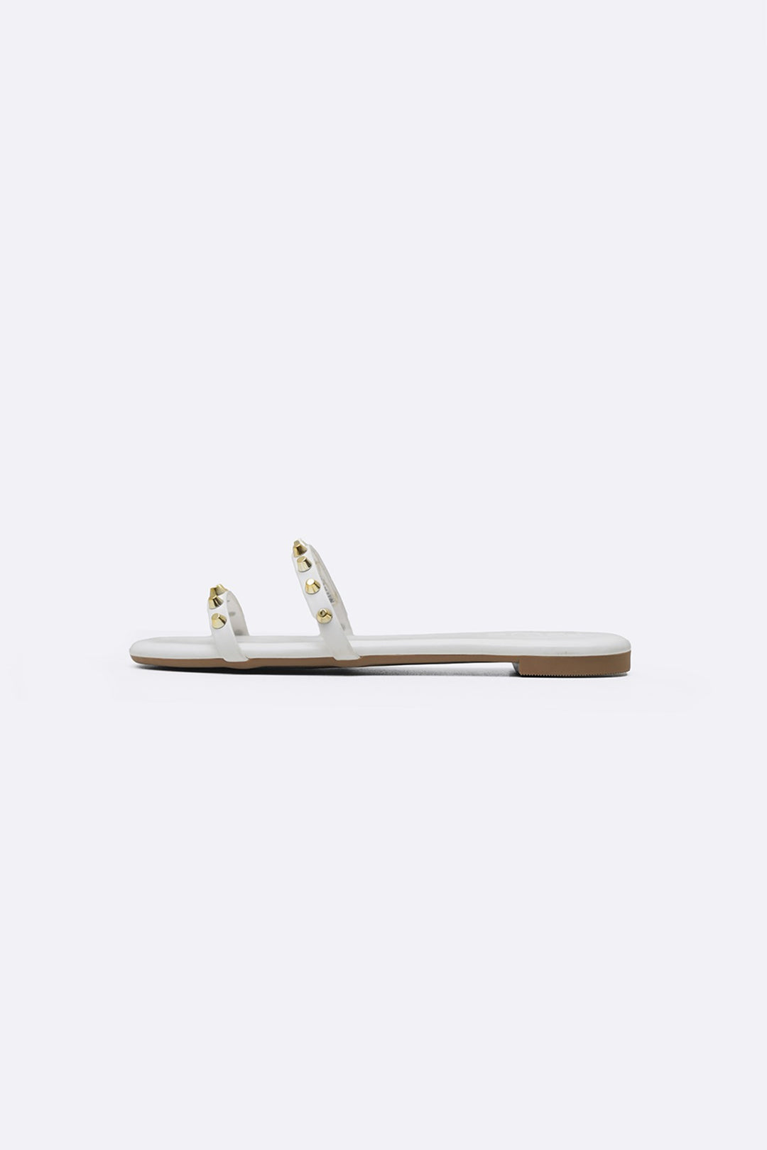 WHITE MINIMAL STUDDED SLIDES