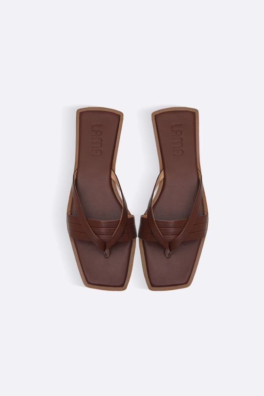 DARK BROWN LUCCA STRAPPY SLIDES
