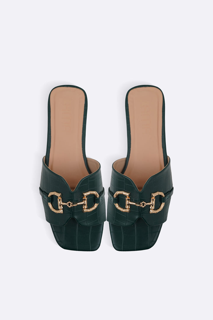 GREEN CITY BUCKLE SLIDES