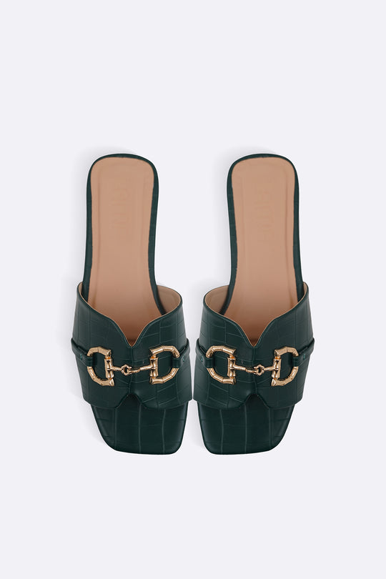 GREEN CITY BUCKLE SLIDES