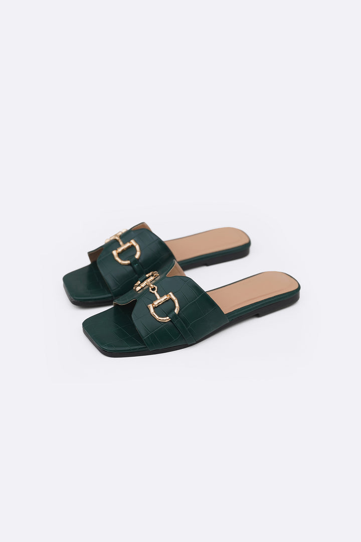 GREEN CITY BUCKLE SLIDES