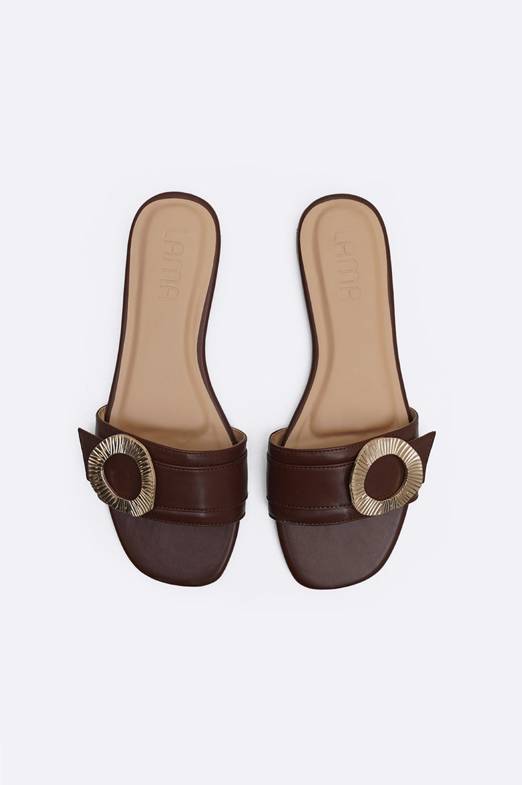 DARK BROWN MADRID BUCKLE SLIDES