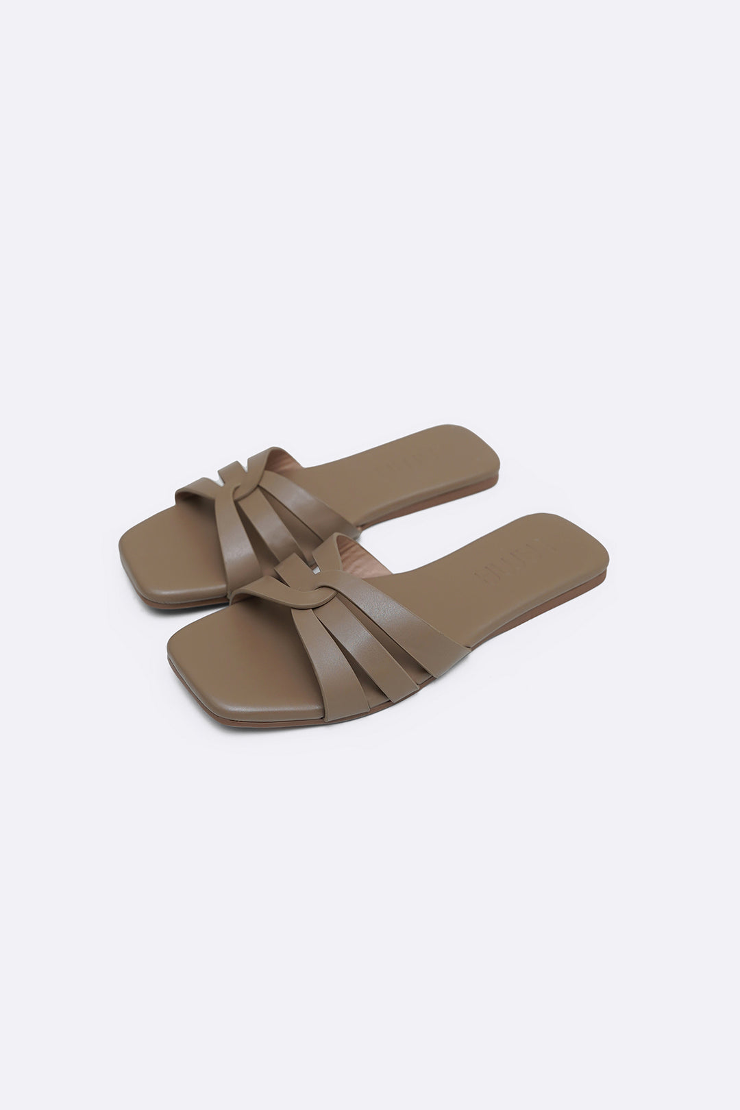 BEIGE MINIMAL STRAPPY SLIDES