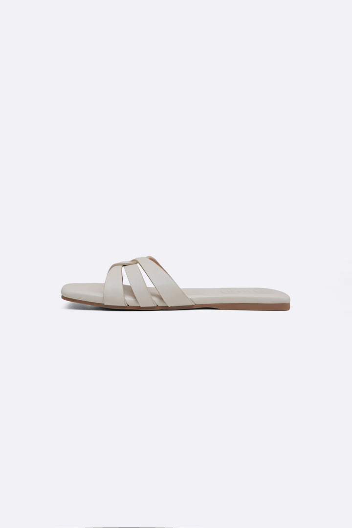 WHITE MINIMAL STRAPPY SLIDES