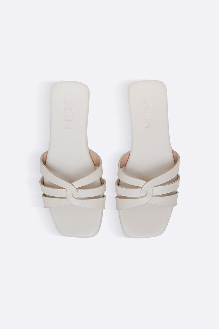 WHITE MINIMAL STRAPPY SLIDES