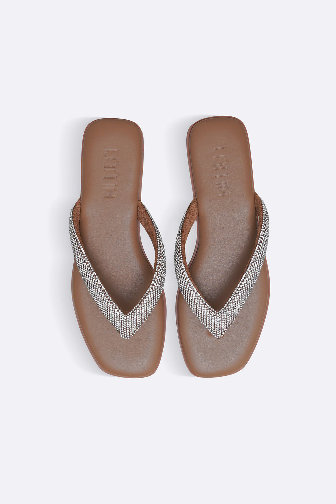 TAUPE CRYSTAL FLIP FLOPS