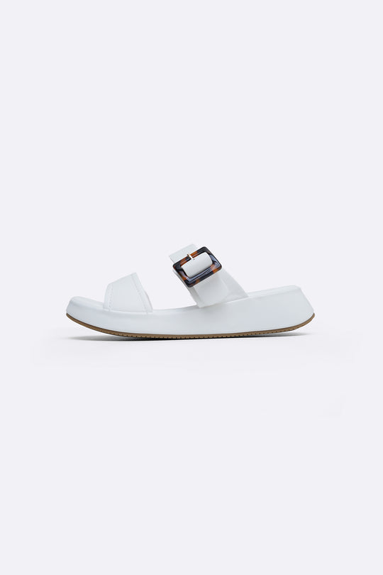 OFF WHITE BUCKLE MAMA SLIDES