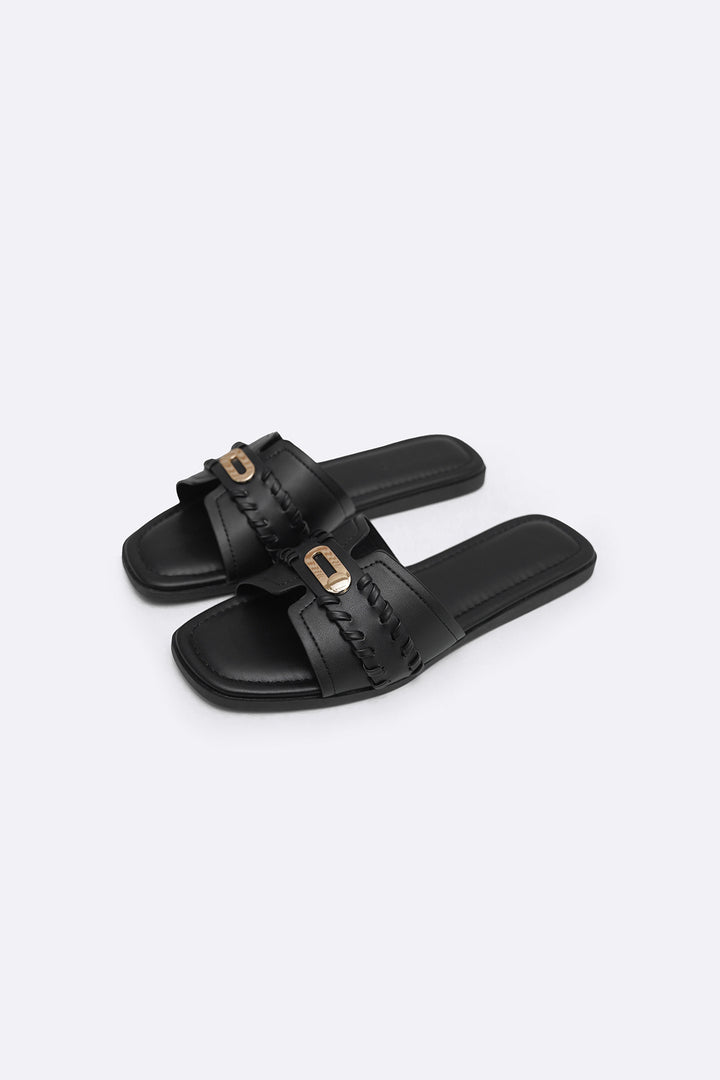 BLACK WHIPSTITCH SLIDES