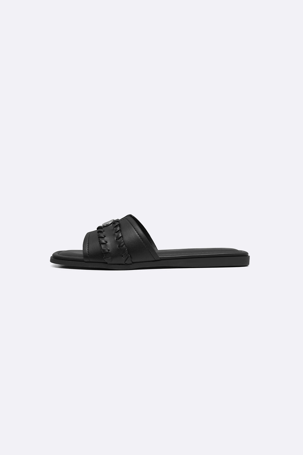 BLACK WHIPSTITCH SLIDES