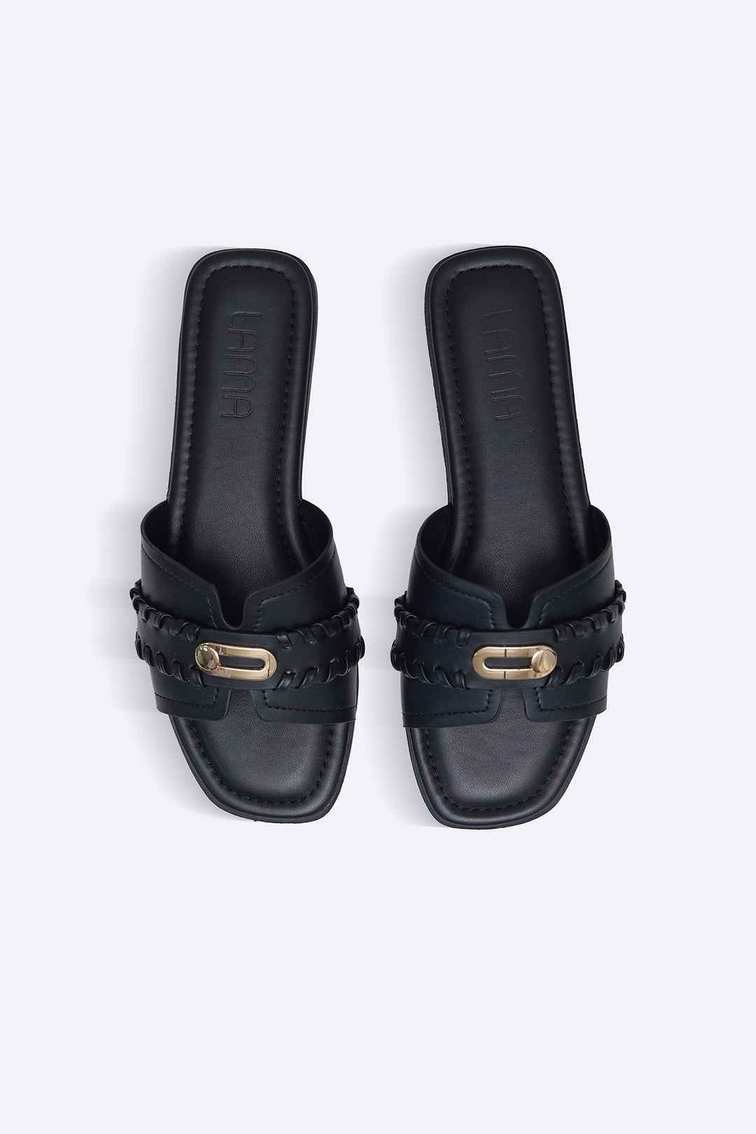 BLACK WHIPSTITCH SLIDES