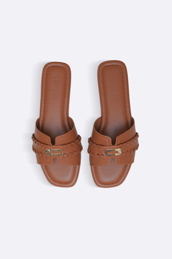 BROWN WHIPSTITCH SLIDES