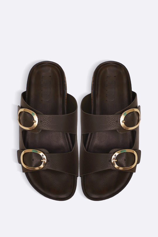 BROWN ADJUSTABLE CUSHIONED SLIDES