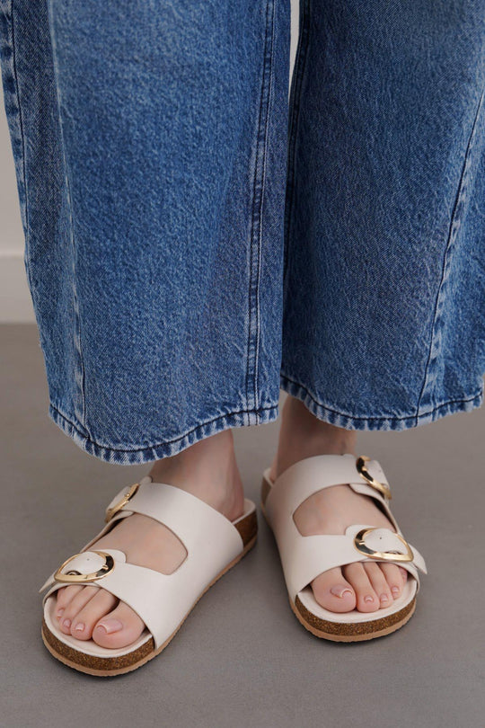 OFF WHITE ADJUSTABLE CUSHIONED SLIDES