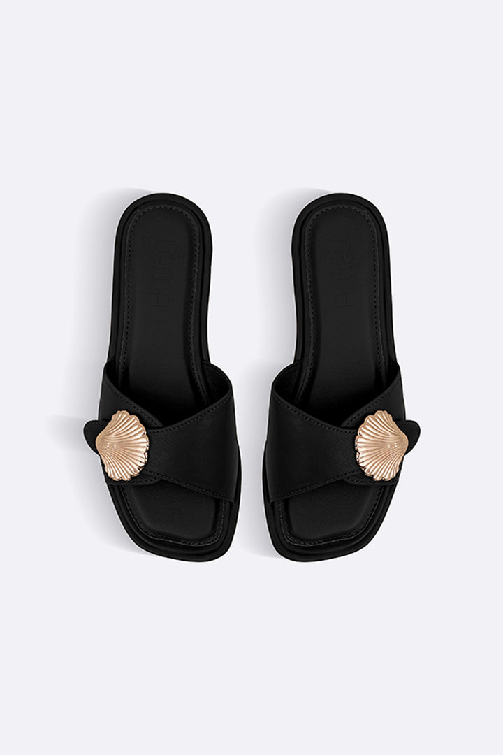 BLACK SEASHELL SLIDES