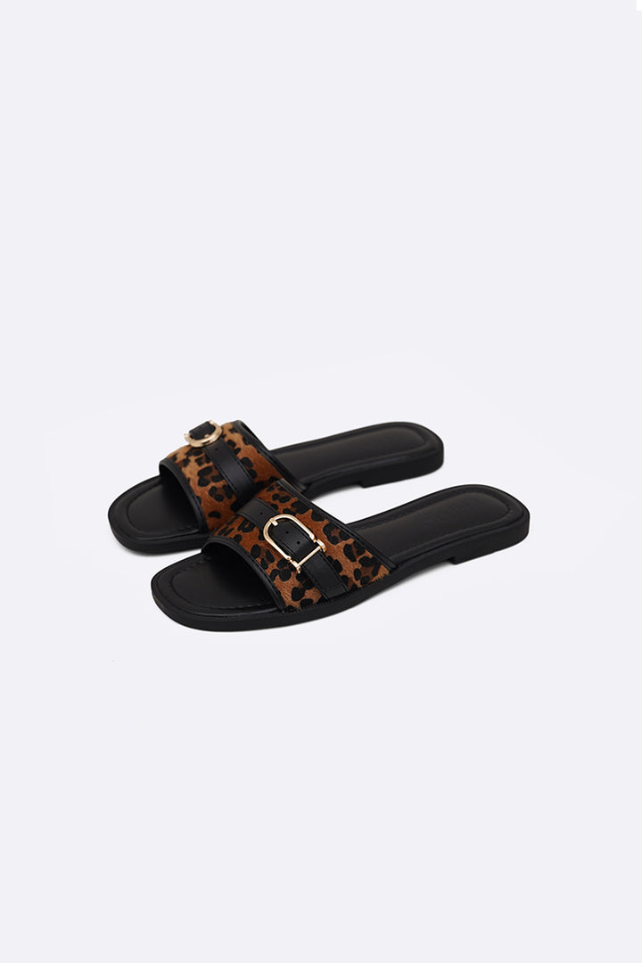 BLACK LEOPARD EASY SLIDES