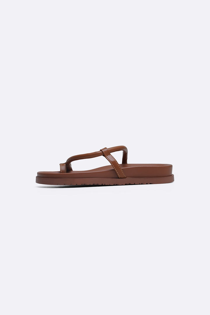 TAN BANANA ROAD TOE SLIDES